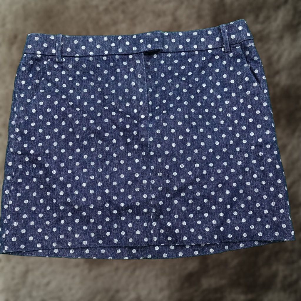 J.Crew VINTAGE J.CREW Polka Dot Denim Blue Jean Skirt Womens Size 8 Casual Retro Size 30" / US 8 / IT 44 - 1 Thumbnail