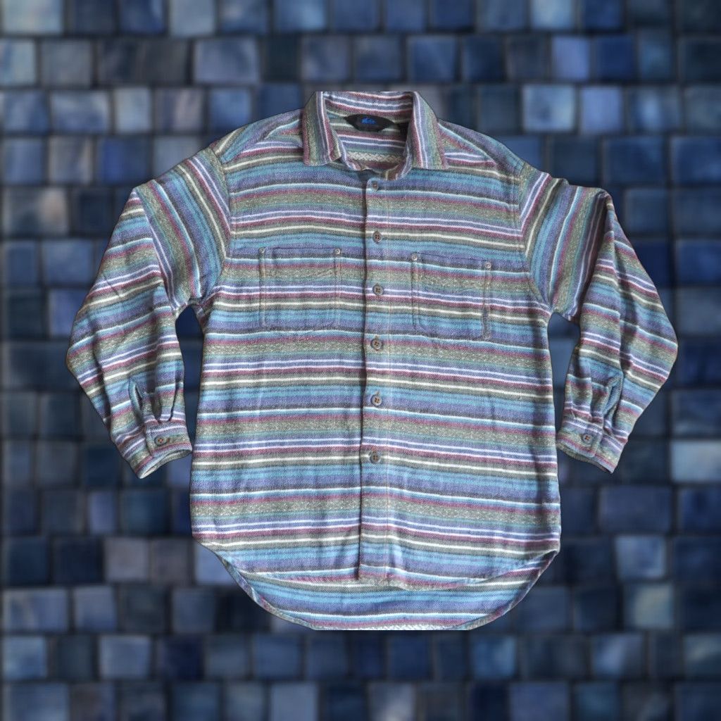 Quiksilver VTG Quiksilver Shirt 90s Striped Cotton Button-Up Pocket Denim Blue S Mens Long Sleeve Vintage 90s Size US S / EU 44-46 / 1 - 1 Thumbnail