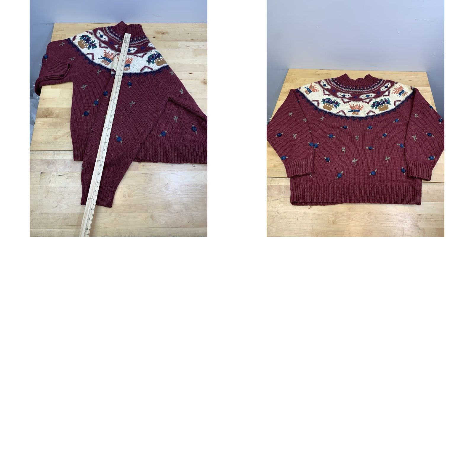 Van Heusen VINTAGE Van Heusen Sweater Womens L Pullover Crew Neck Red Ramie Knit 90s Floral Size L / US 10 / IT 46 - 8 Thumbnail