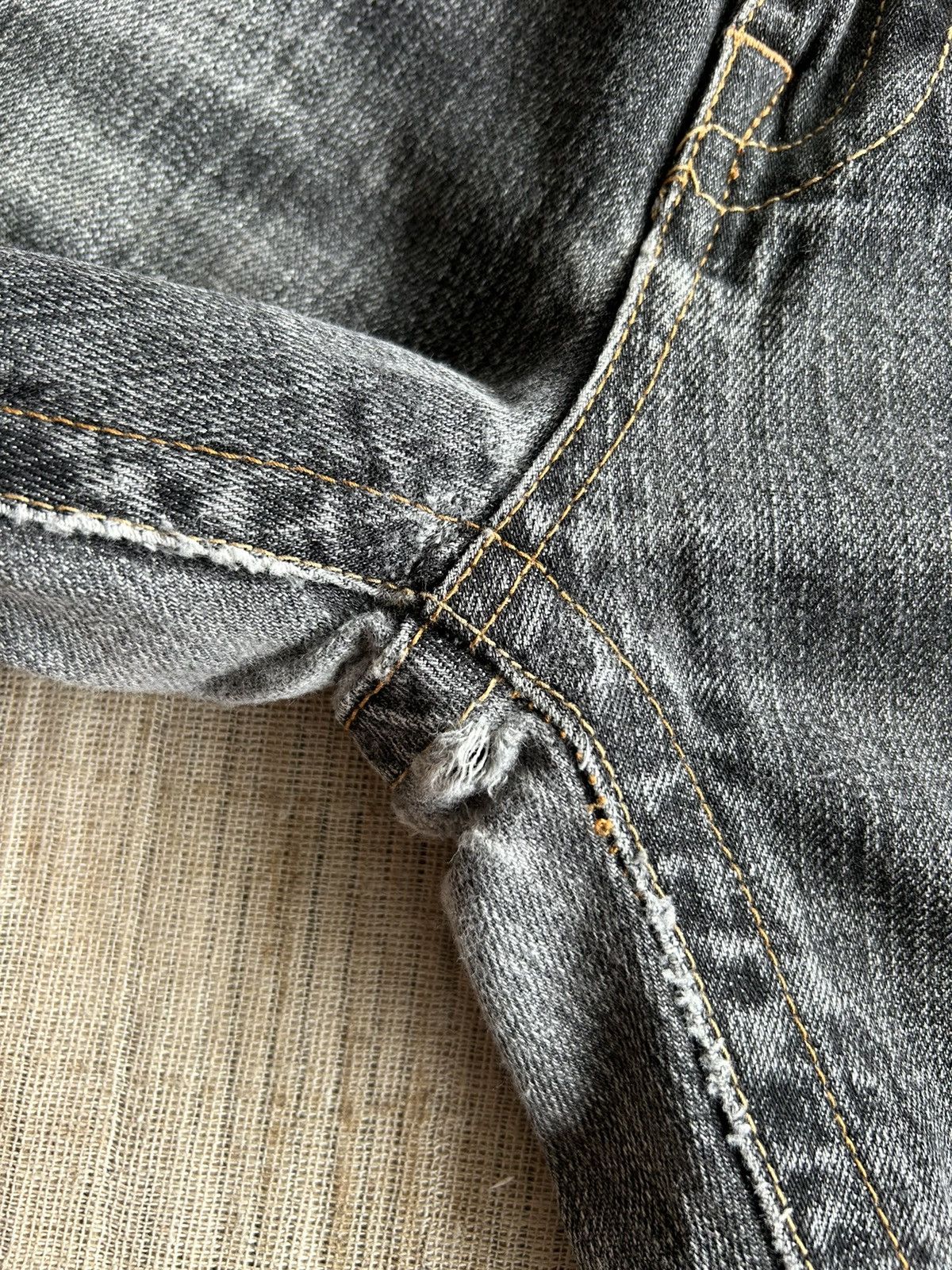 Japanese Brand Flare Semantic design disteressed denim🎌☠️☠️ Size US 34 / EU 50 - 8 Thumbnail