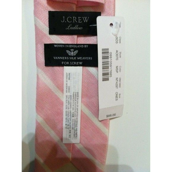 J.Crew NWT $88 J.CREW MENS NEW PINK 71%LINEN 29%SILK TIE WIDTH:3" Size ONE SIZE - 2 Thumbnail