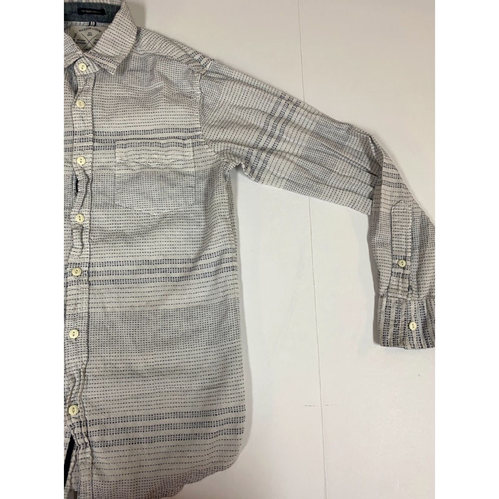 Native Native Code Mens Shirt Small White Button-Down Slim Fit Nylon Knit Long Sleeve Button-Up Collared Size US S / EU 44-46 / 1 - 2 Thumbnail