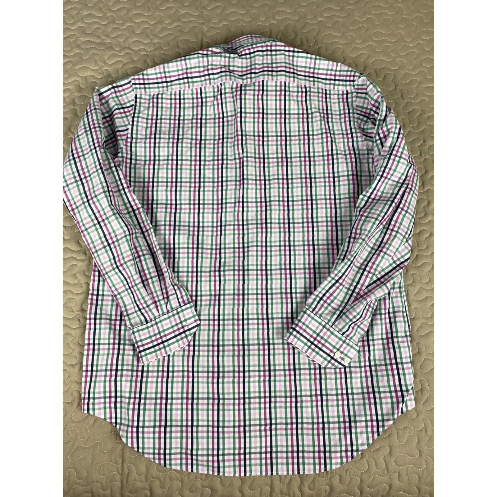 Tailorbyrd VINTAGE Tailorbyrd Button Down Dress Shirt Mens 2XL Green Pink Checkered Shirt Mens Buttons Down Long Sleeve Size 2XL Mens Size 48R - 4 Thumbnail