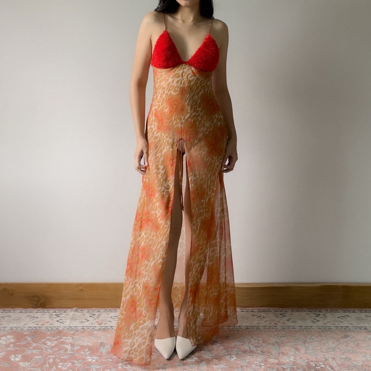 Victoria's Secret Victoria’s Secret Leopard Chiffon Slip Dress (M–L) Size L / US 10 / IT 46 - 6 Thumbnail