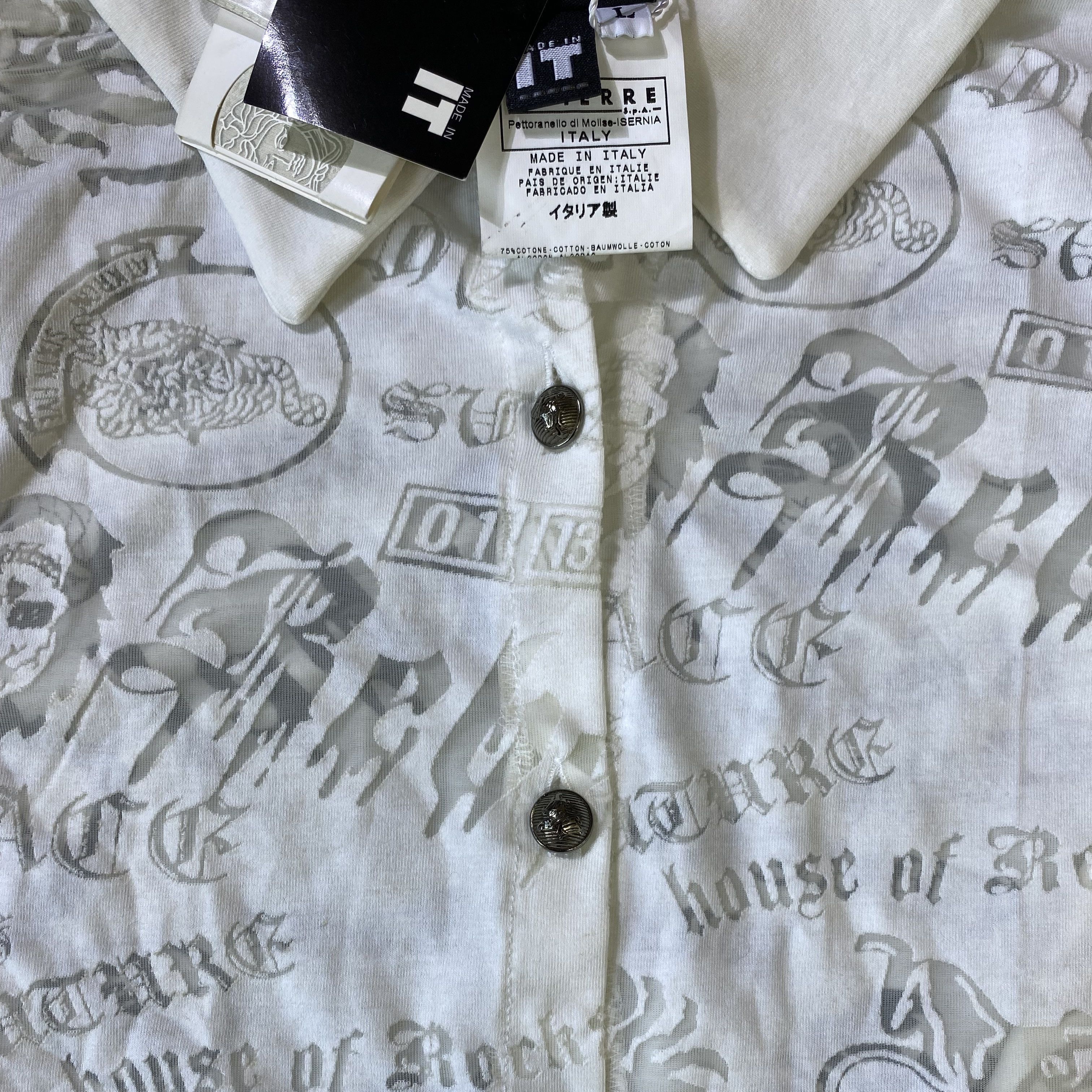 Versace Jeans Couture × Vintage Vintage White House Of Rock Tattoo Prints Button Up Top Size L / US 10 / IT 46 - 5 Thumbnail