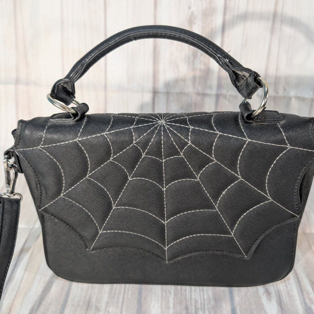 Mad Engine Mad Engine Black Spider Web Halloween Shoulder Handbag Purs Size ONE SIZE - 2 Thumbnail