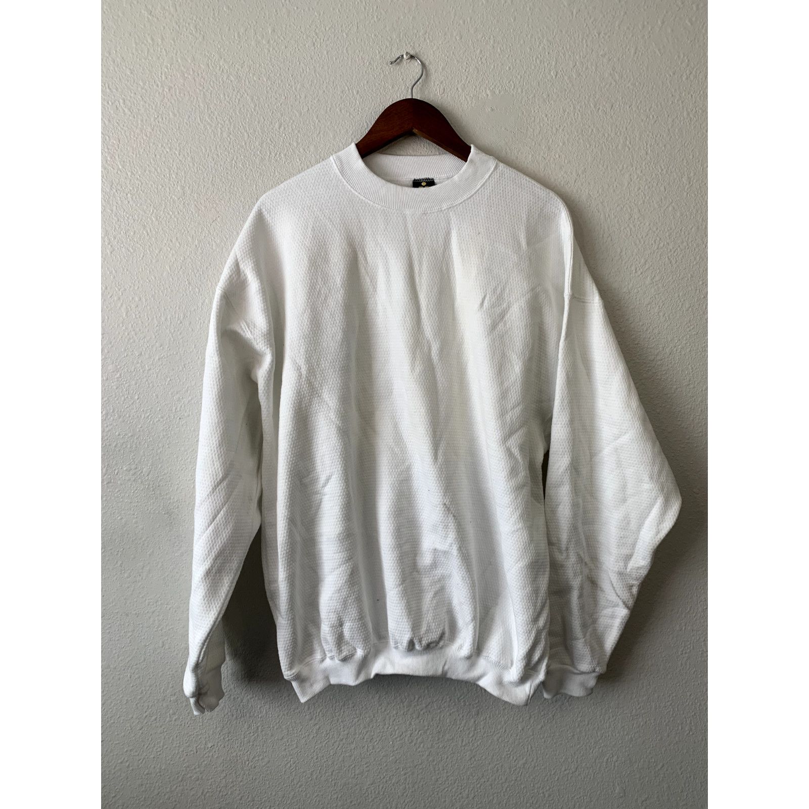 Vintage Vintage White Blank Sweatshirt Textured Crewneck 90s VTG XL Size US XL / EU 56 / 4 - 1 Thumbnail