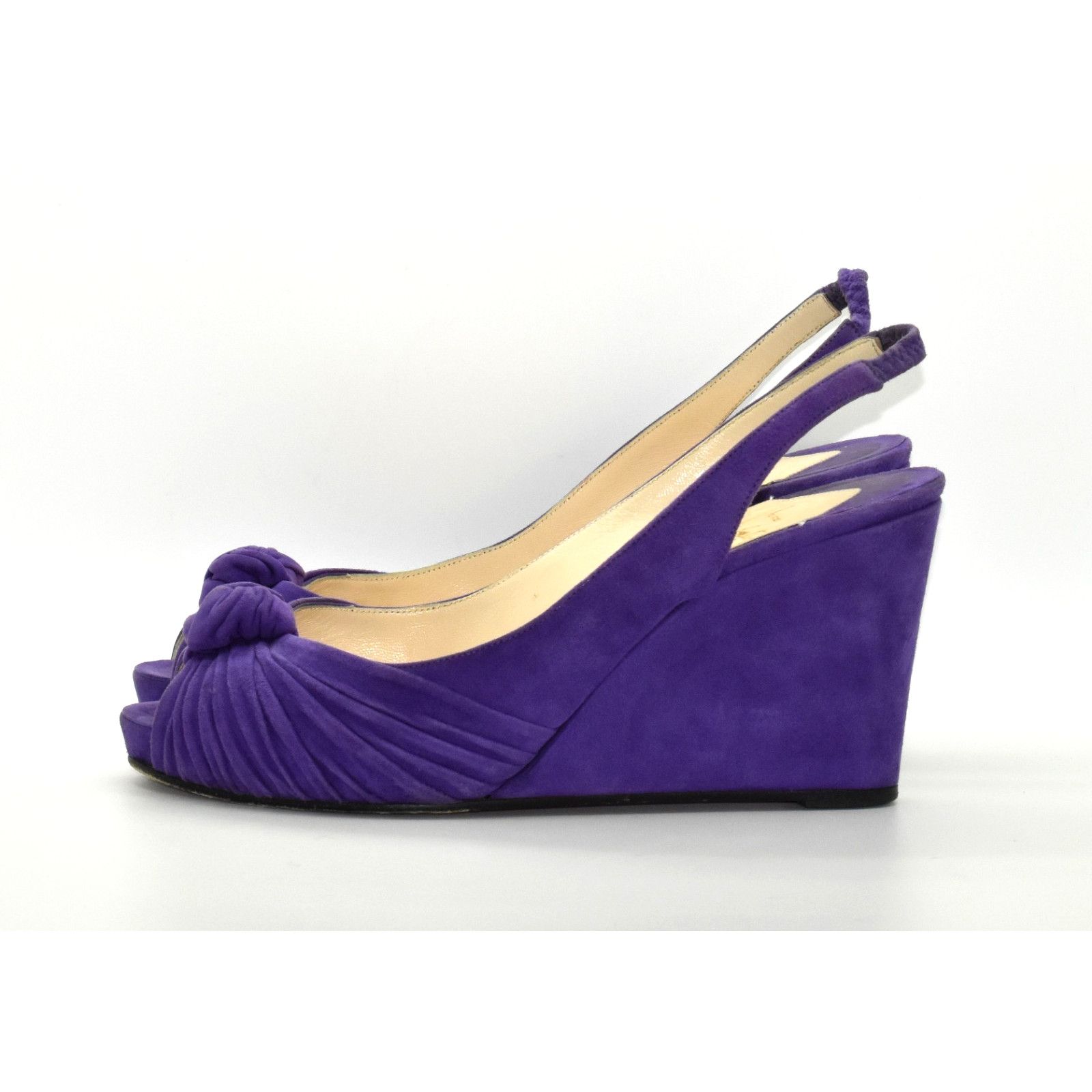 Christian Louboutin CHRISTIAN LOUBOUTIN Peep Toe Wedge Slingbacks Sz 40.5 $950 Size US 10.5 / IT 40.5 - 3 Thumbnail