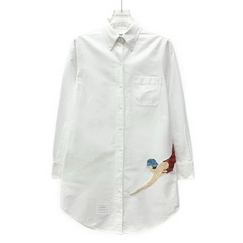Thom Browne Thom Browne White Long Sleeve Button-Up Shirt - dmc Size US XS / EU 42 / 0 - 1 Thumbnail