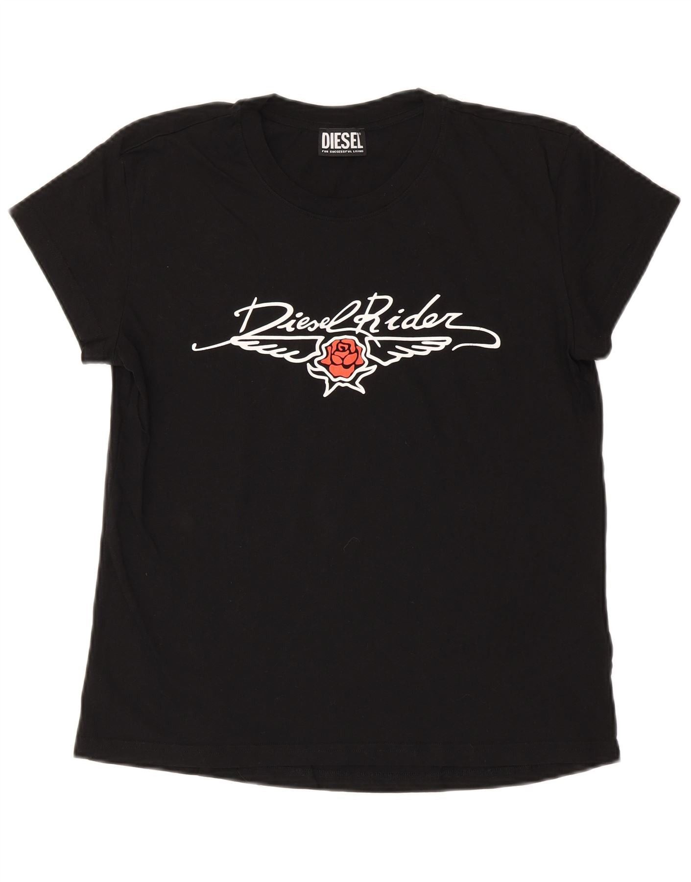 Diesel Womens Graphic T-Shirt Top UK 14 Large Black Cotton Size XS / US 0-2 / IT 36-38 - 1 Thumbnail