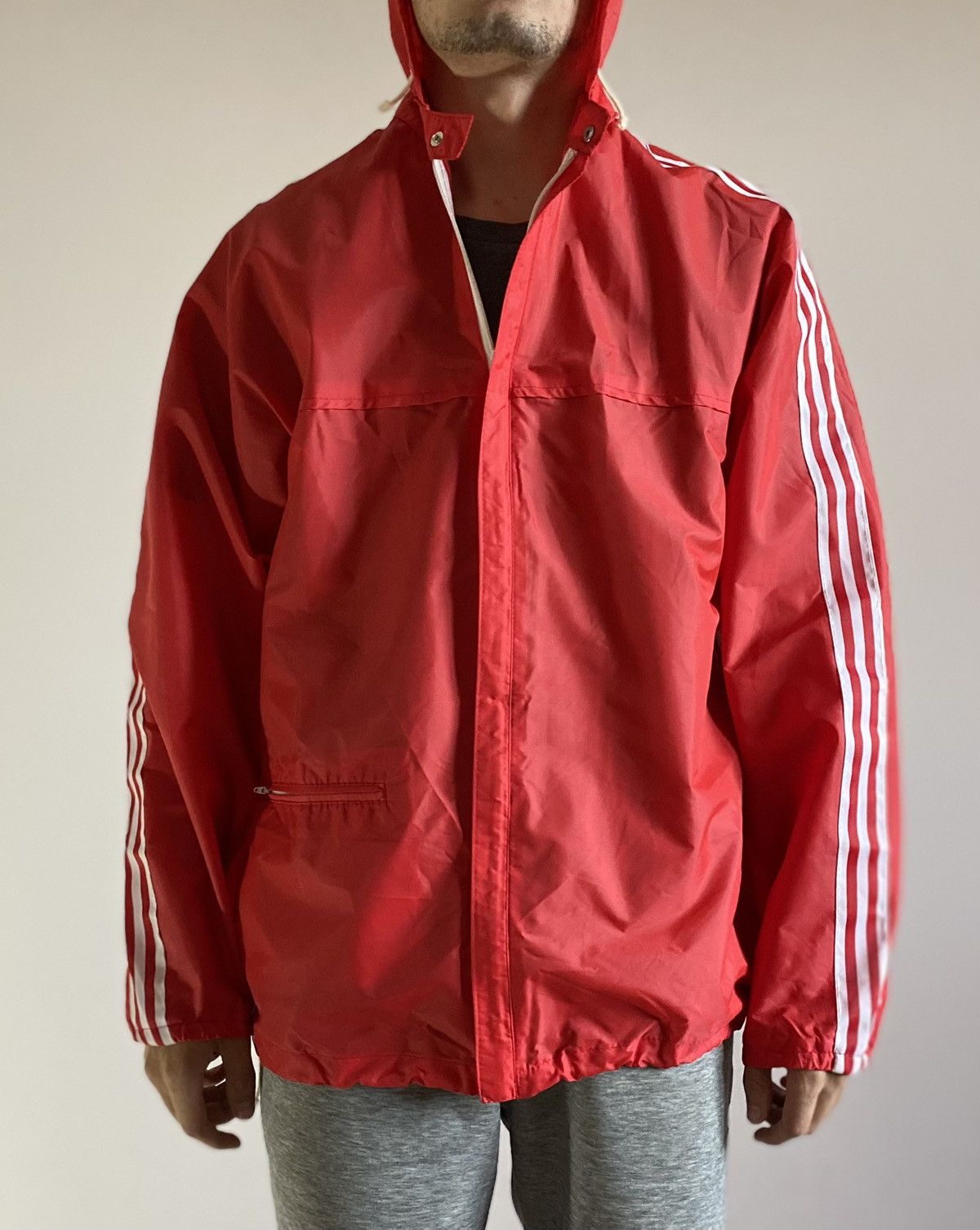 Adidas 70s Vintage Adidas Windbreaker Made France Rain Jacket Coat Size US L / EU 52-54 / 3 - 7 Thumbnail
