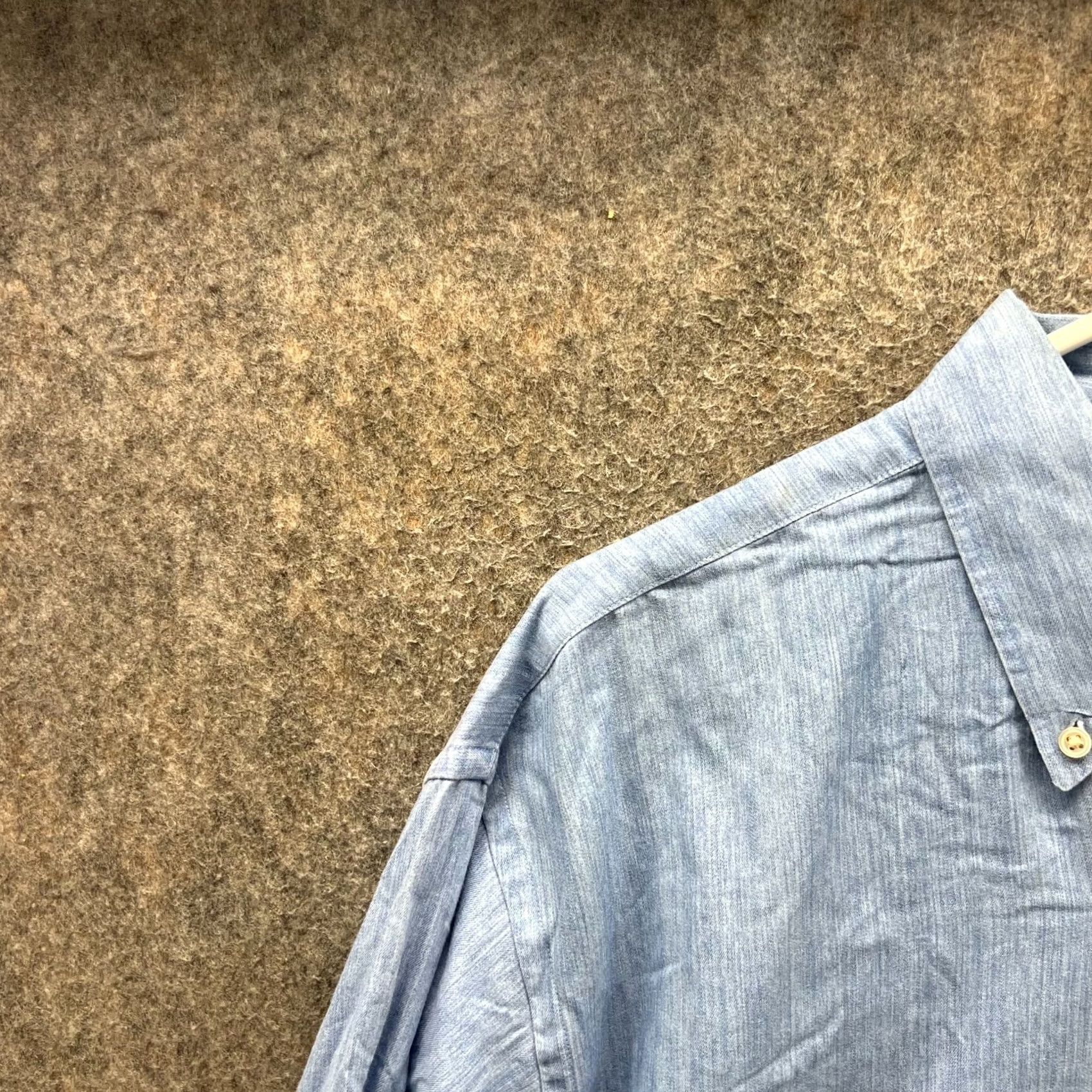 J.McLaughlin J McLaughlin Shirt Mens XL Blue Button-Down Preppy Dress Oxford Linen Classic Vintage Size 46R - 7 Thumbnail