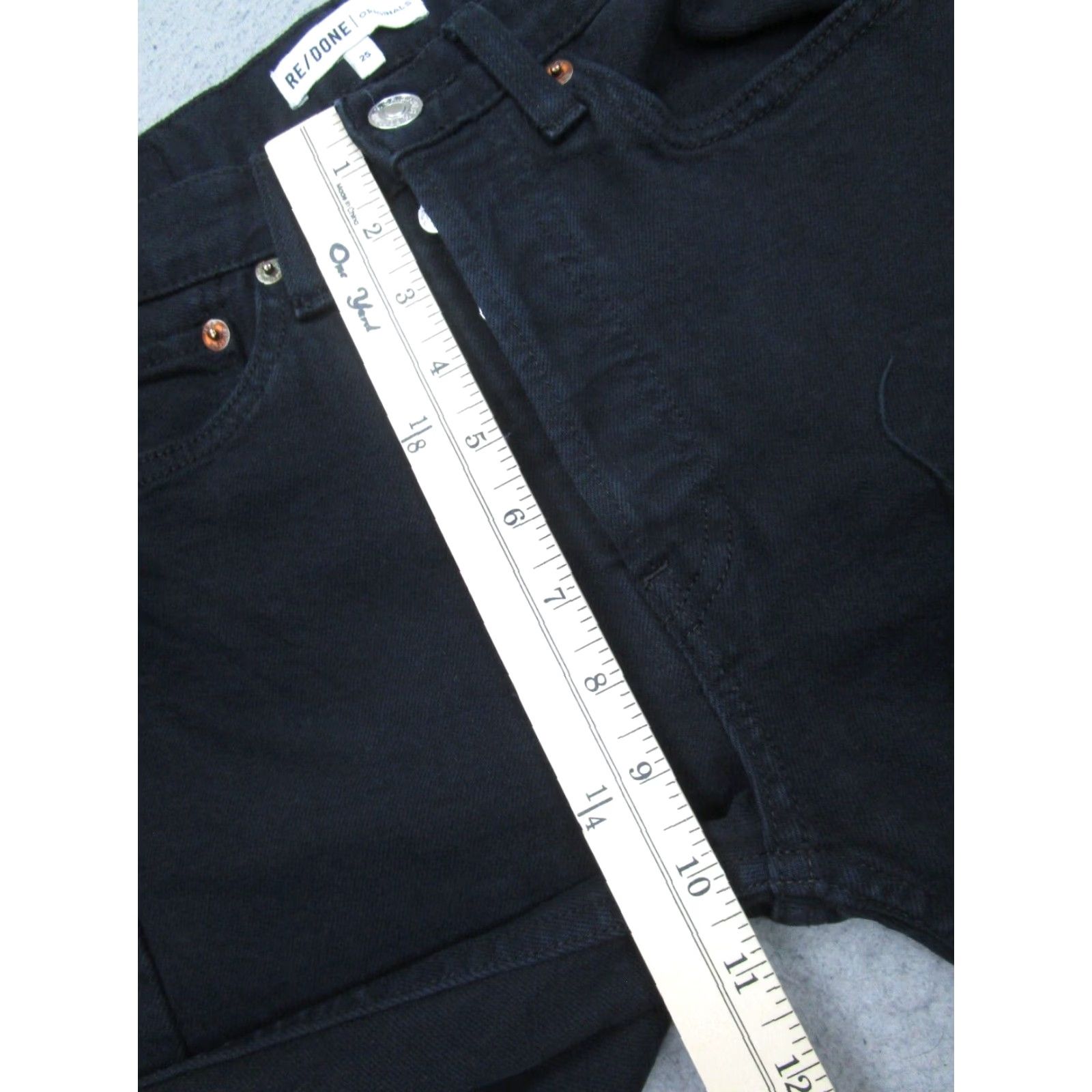 RE/DONE VINTAGE Re/Done Jeans Womens 25 Black Skinny Slim Frayed Ankle Button-Fly Made in USA Size 42" / US 20 - 7 Thumbnail