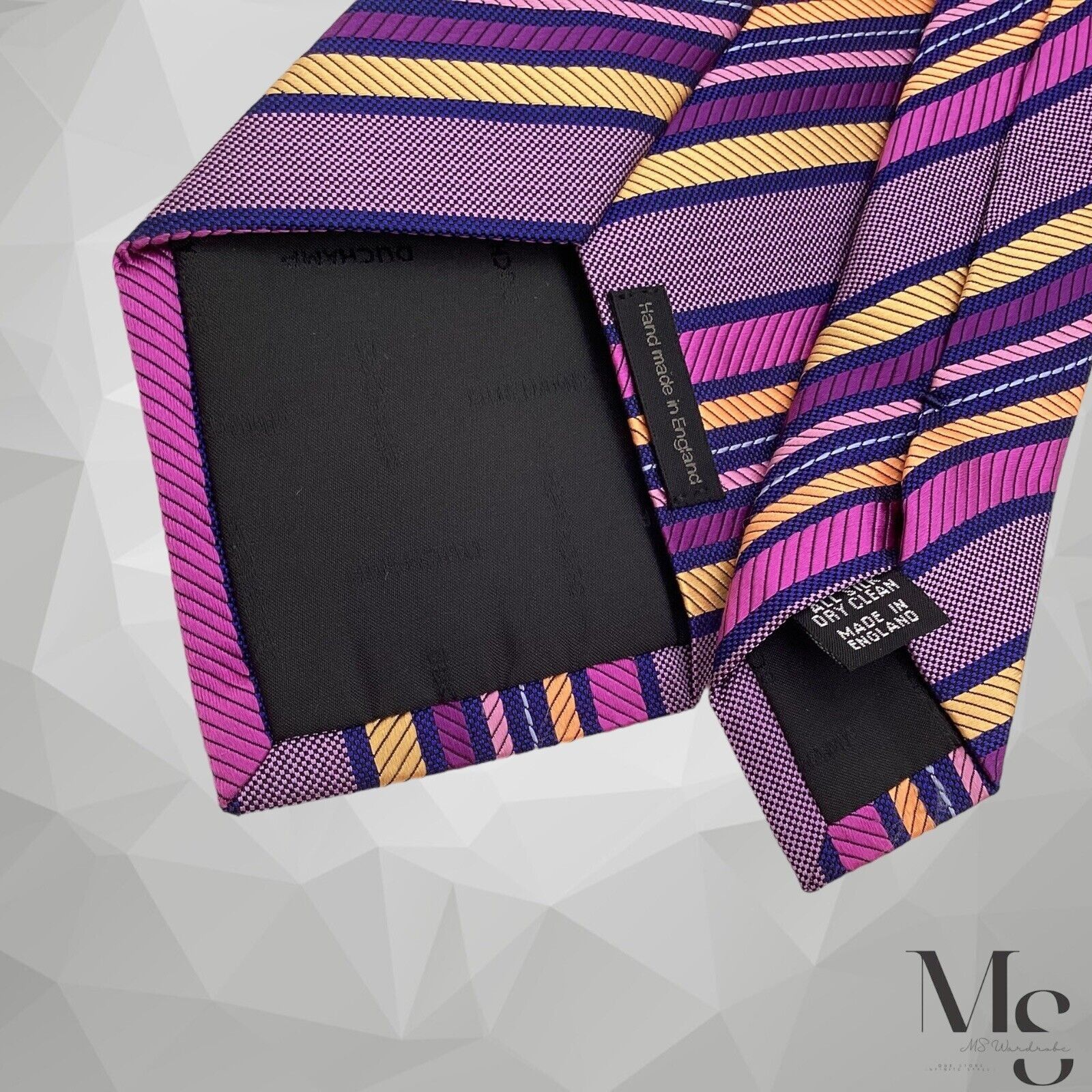Duchamp London DUCHAMP LONDON Purple Striped Silk Tie Hand Made Englland Size ONE SIZE - 6 Thumbnail