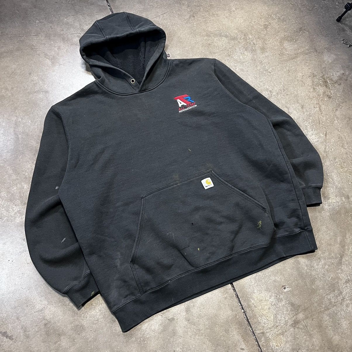 Carhartt × Vintage Vintage Y2K Carhartt Sweatshirt Hoodie Faded Black Oversized Size US XXL / EU 58 / 5 - 2 Thumbnail