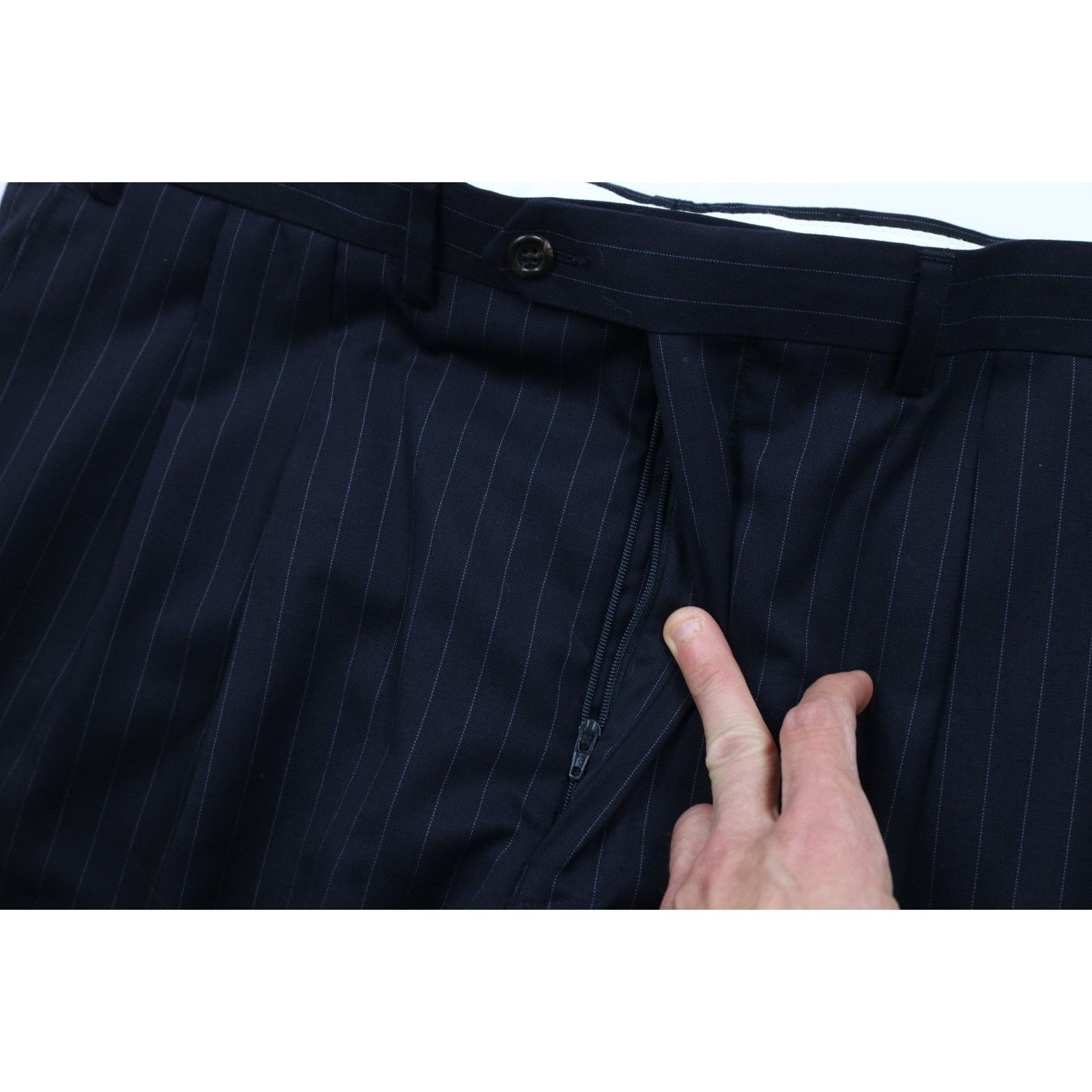 Chaps Vintage Chaps 2 Piece Wool Pinstriped Suit Wedding Size 44S - 12 Thumbnail