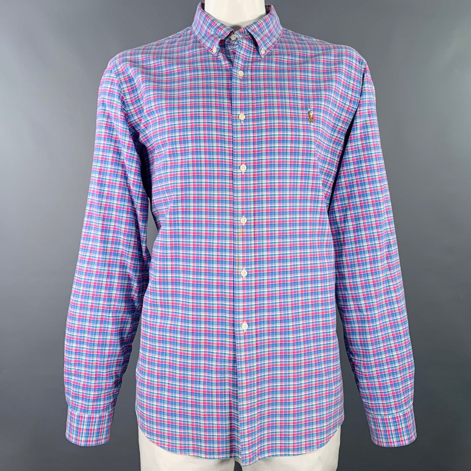 Ralph Lauren Blue Pink Plaid Cotton Button Down Long Sleeve Shirt Size US XXL / EU 58 / 5 - 1 Thumbnail