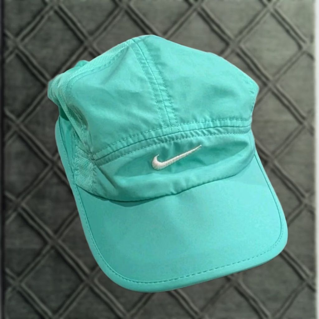 Nike VINTAGE Nike Featherlight Dri Fit Running Hat Panel Cycling Y2K Lightweight Tailwind VTG Green Mens Size ONE SIZE - 1 Thumbnail