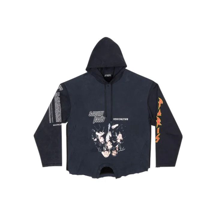 Balenciaga Balenciaga Black Printed Oversized Hoodie 0079 Size US L / EU 52-54 / 3 - 1 Thumbnail