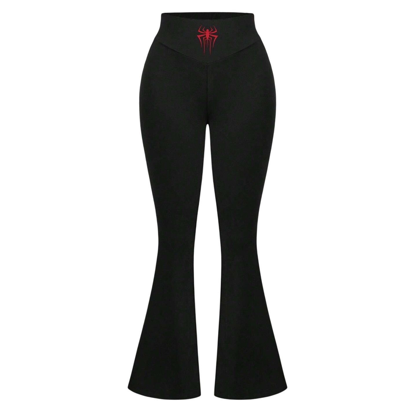 Shein Spider Print Long Flare Skinny Leggings in Black, Size S Size 27" / US 4 / IT 40 - 1 Thumbnail
