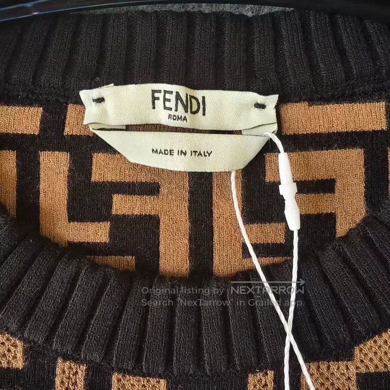 Fendi Fendi Brown FF All-Over Printed Arm Band Knit Sweater Size XXS / US 00 / IT 34 - 3 Thumbnail