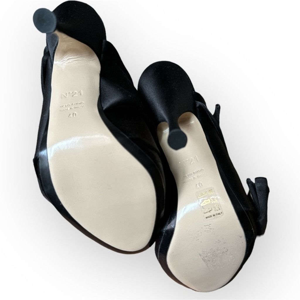 No. 21 Nº21 Numero Ventuno Satin Ronny Raso Knot Peep Toe Mules Size US 10 / IT 40 - 14 Thumbnail
