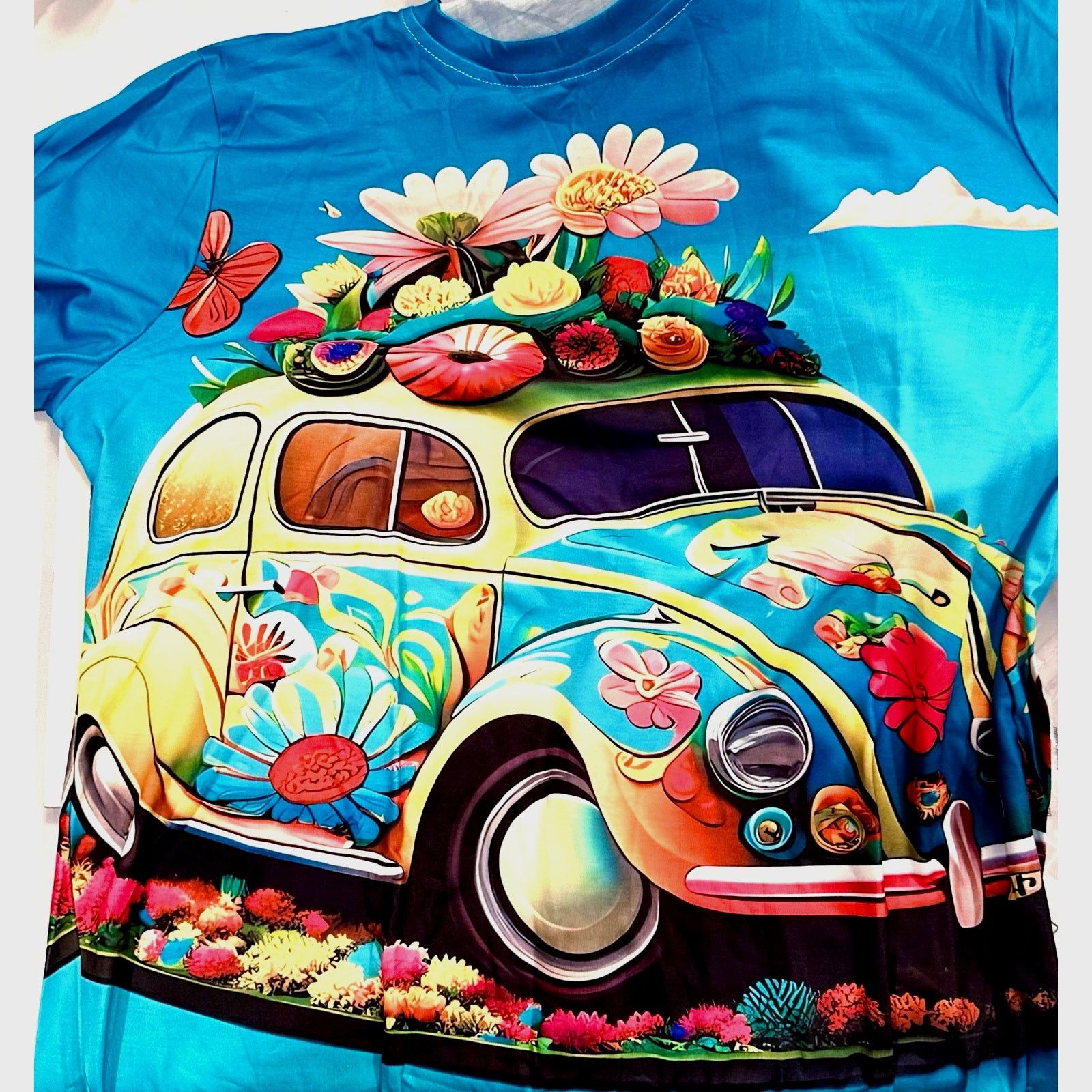 Other Vibrant Casual Short Sleeve 70s Bug/ Flowers T Shirt XL (12) Size XL / US 12-14 / IT 48-50 - 5 Thumbnail