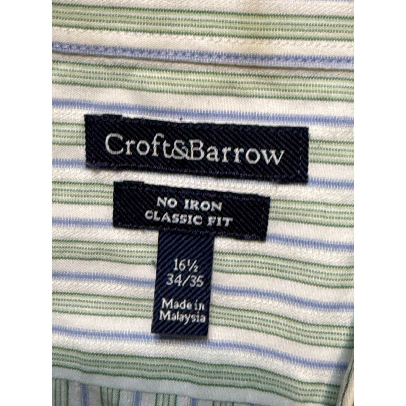 Croft & Barrow Croft & Barrow Shirt Mens 16.5 34/35 Button Up Classic Fit White Blue Green Casual Easy Care Size US XL / EU 56 / 4 - 5 Thumbnail
