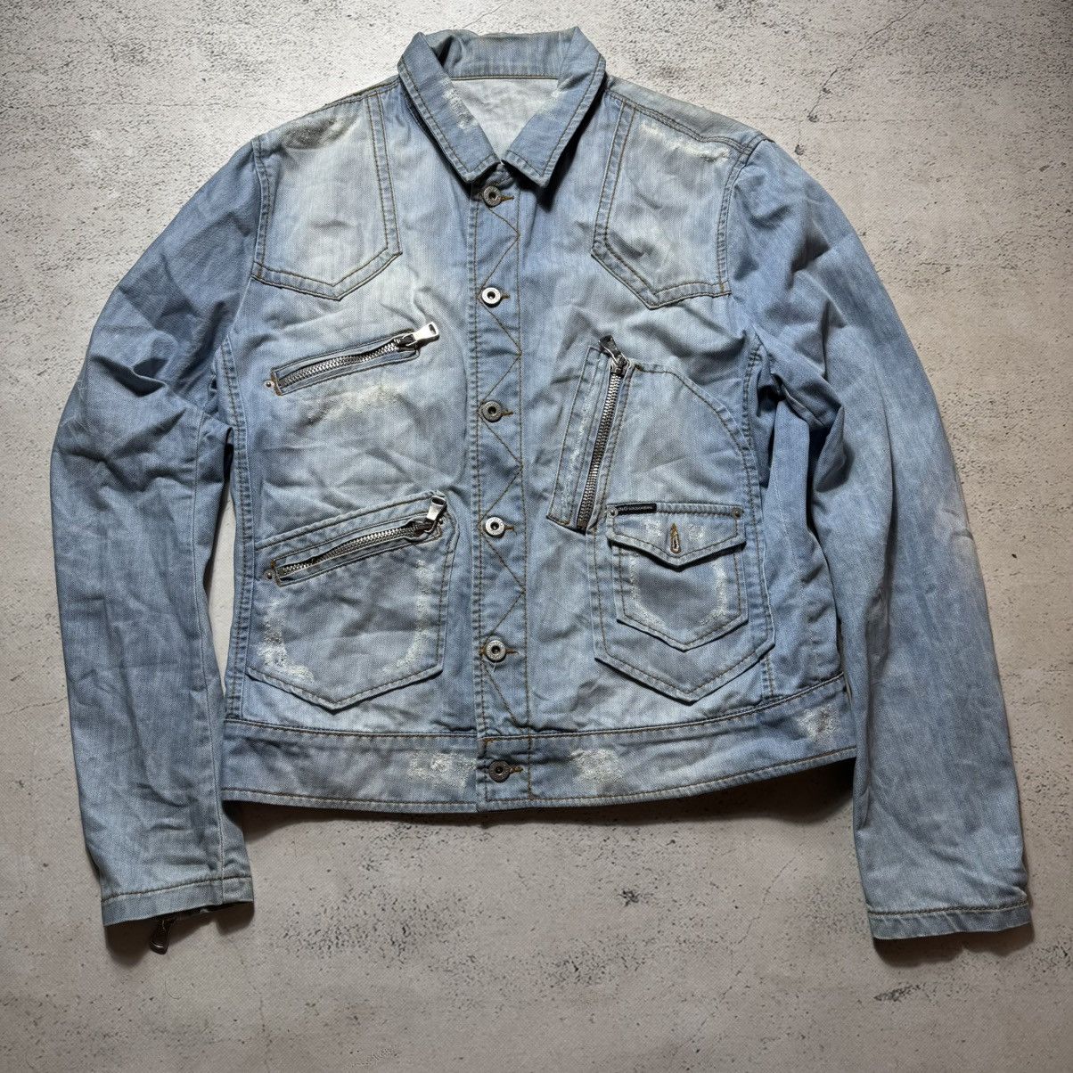 archive dolce gabbana denim jacket distressed opium