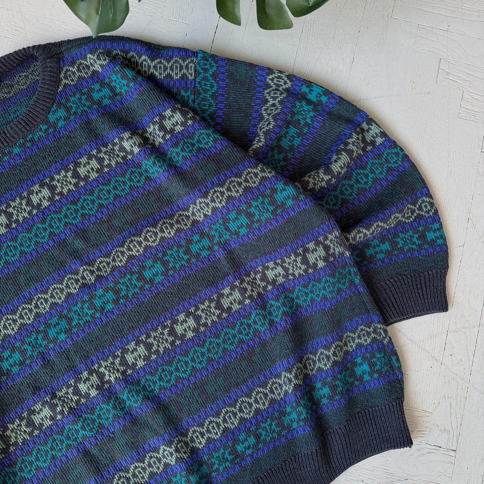 Vintage Luxury Chunky Knit Sweater Italian Wool Blend Purple Blue XL Size US XL / EU 56 / 4 - 3 Thumbnail