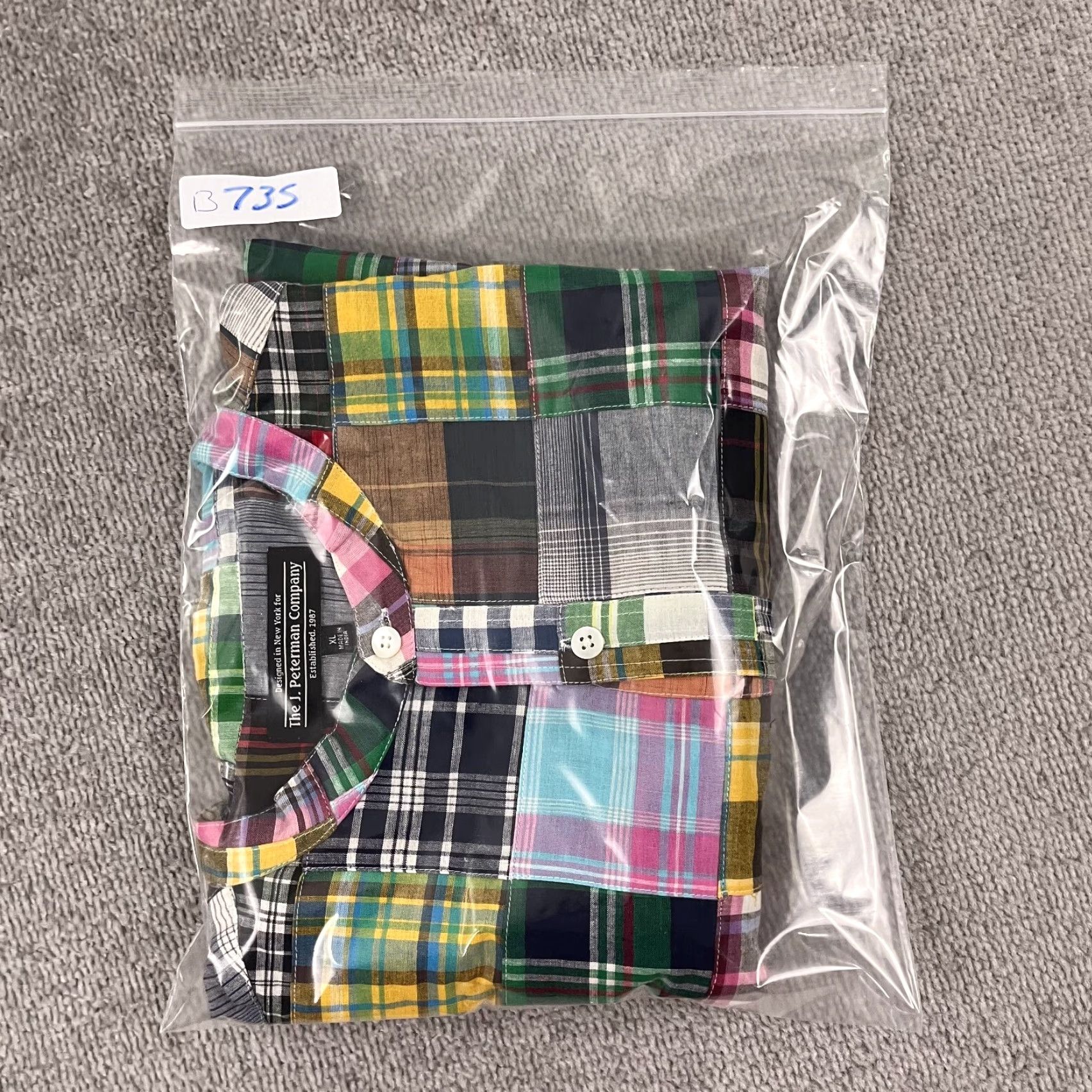 Vintage J. Peterman Shirt Mens XL Madras Plaid Patchwork Button Up Band Collar Preppy Size US XL / EU 56 / 4 - 7 Thumbnail
