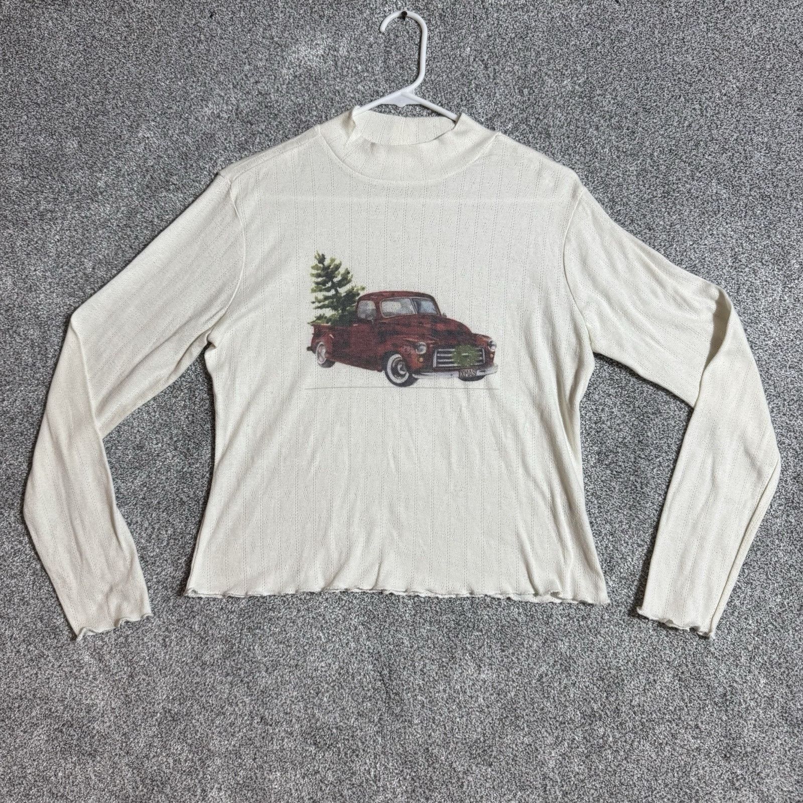 Other Christmas Truck Shirt Womens XL Pointelle Knit Cottagecore Size XL / US 12-14 / IT 48-50 - 1 Thumbnail