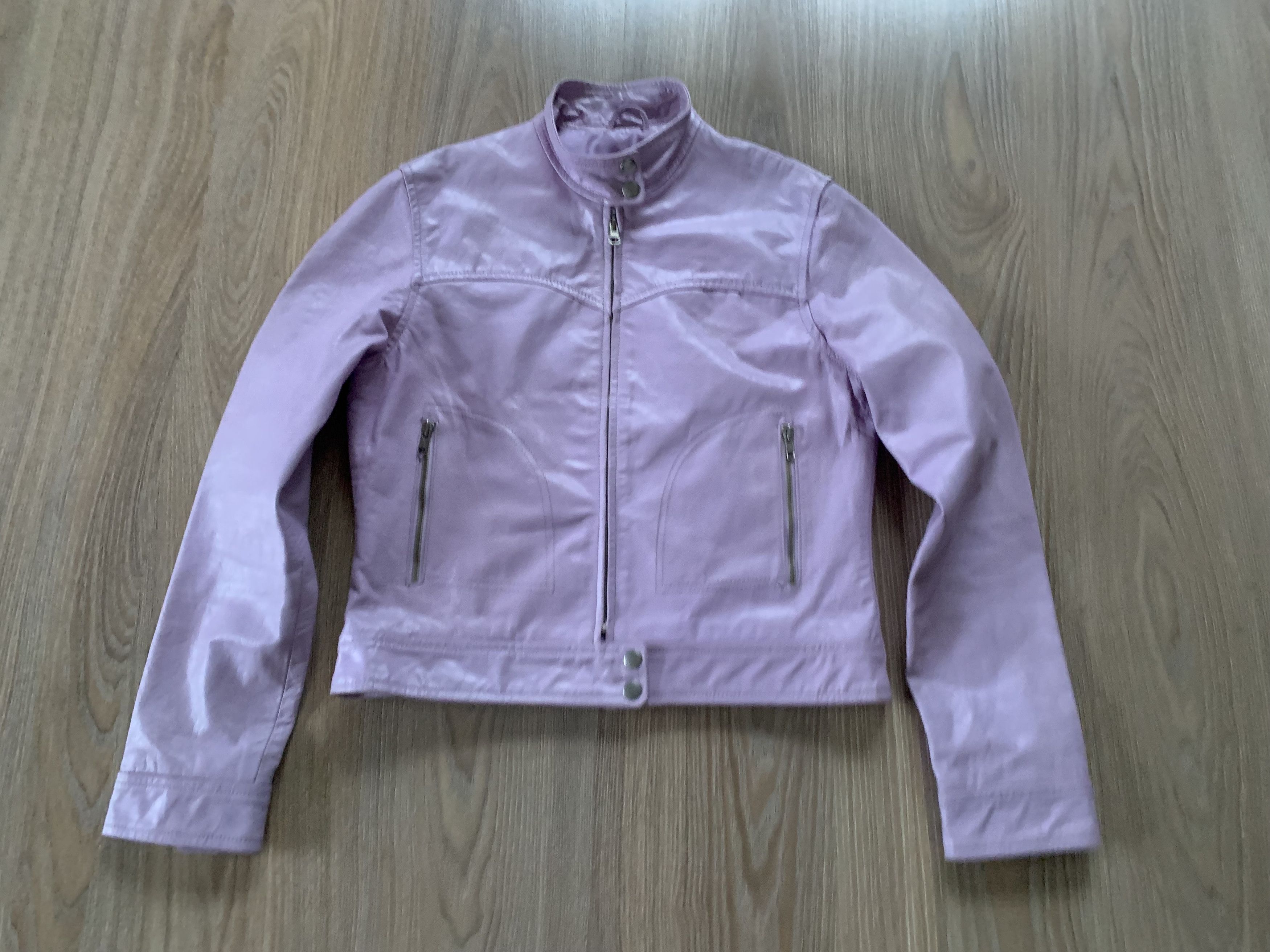Other Womens Bershka Pink Biker Leather Jacket Size L / US 10 / IT 46 - 2 Thumbnail