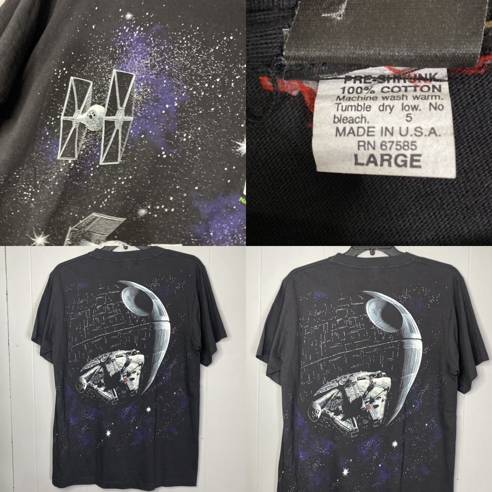 Star Wars VINTAGE Star Wars Death Star T Shirt Single Stitch USA Made L 90s Smithsonian Shirt Mens Black Cotton Short Sleeve Crew Neck 1990s Size US L / EU 52-54 / 3 - 8 Thumbnail