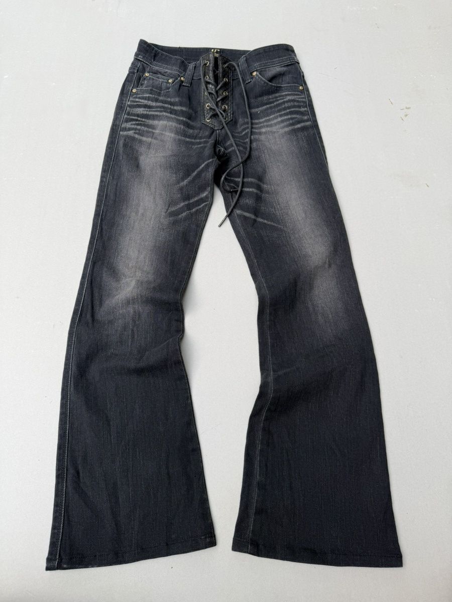 Japanese Brand VIENUS Lace up flare jeans Size US 27 - 1 Thumbnail