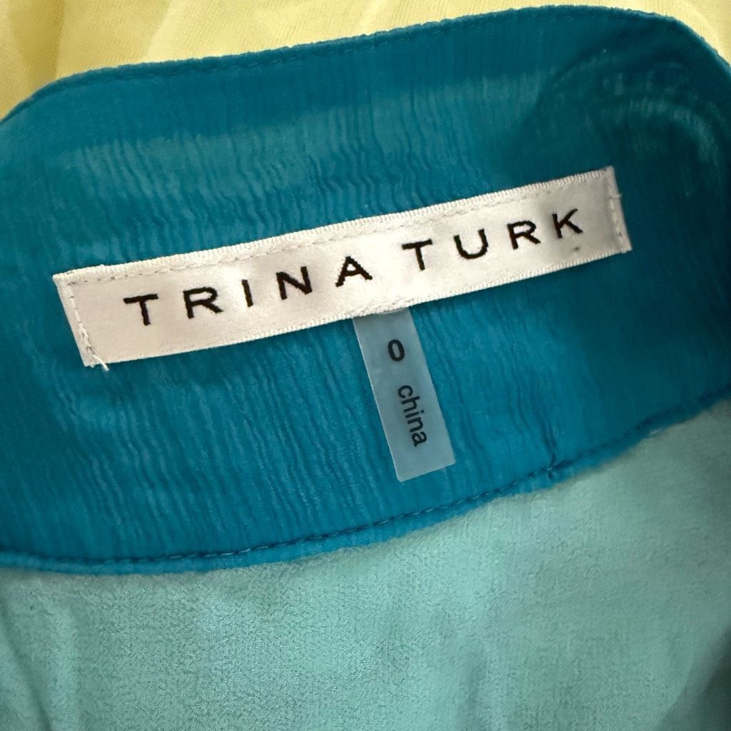 Trina Turk Trina Turk Turquoise Blue 100% Silk Gold Sequin Bolero Jacket 0 XS S Size XS / US 0-2 / IT 36-38 - 8 Thumbnail