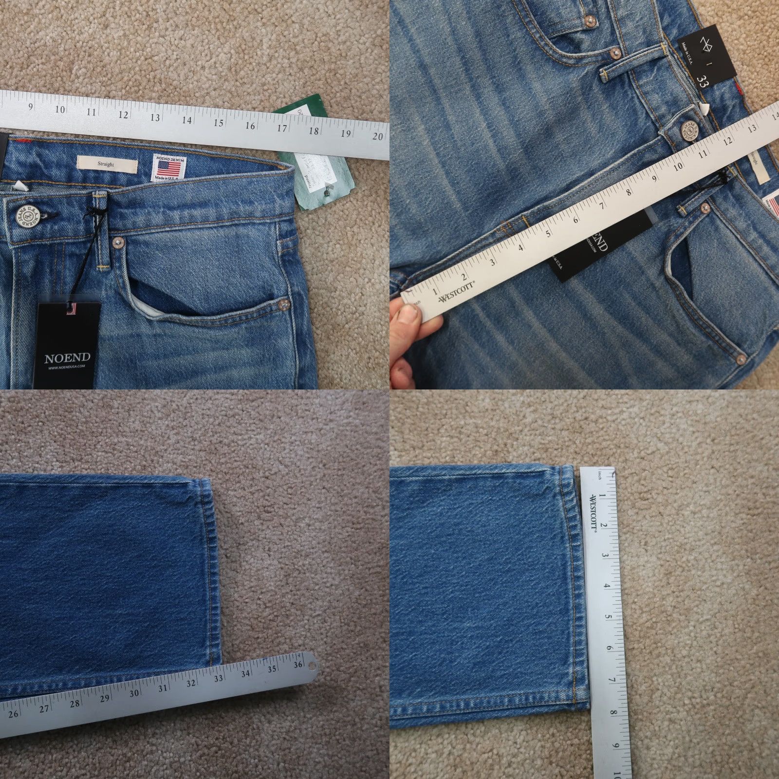 Denime VINTAGE No End Denim Jeans Mens Straight leg 33x32 Blue USA 5-Pocket Design Denim Slim 33 Womens? Size US 33 - 9 Thumbnail