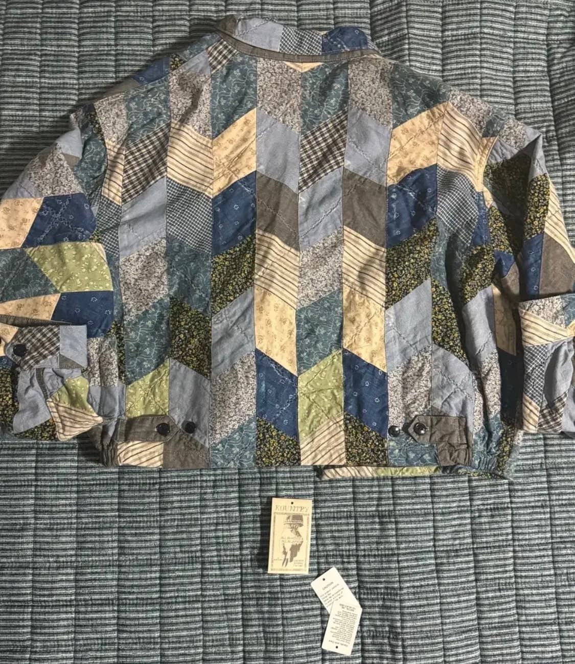 Kapital Kapital Yabane Cropped Quilted Patchwork Cotton Linen Jacket Size US L / EU 52-54 / 3 - 6 Thumbnail
