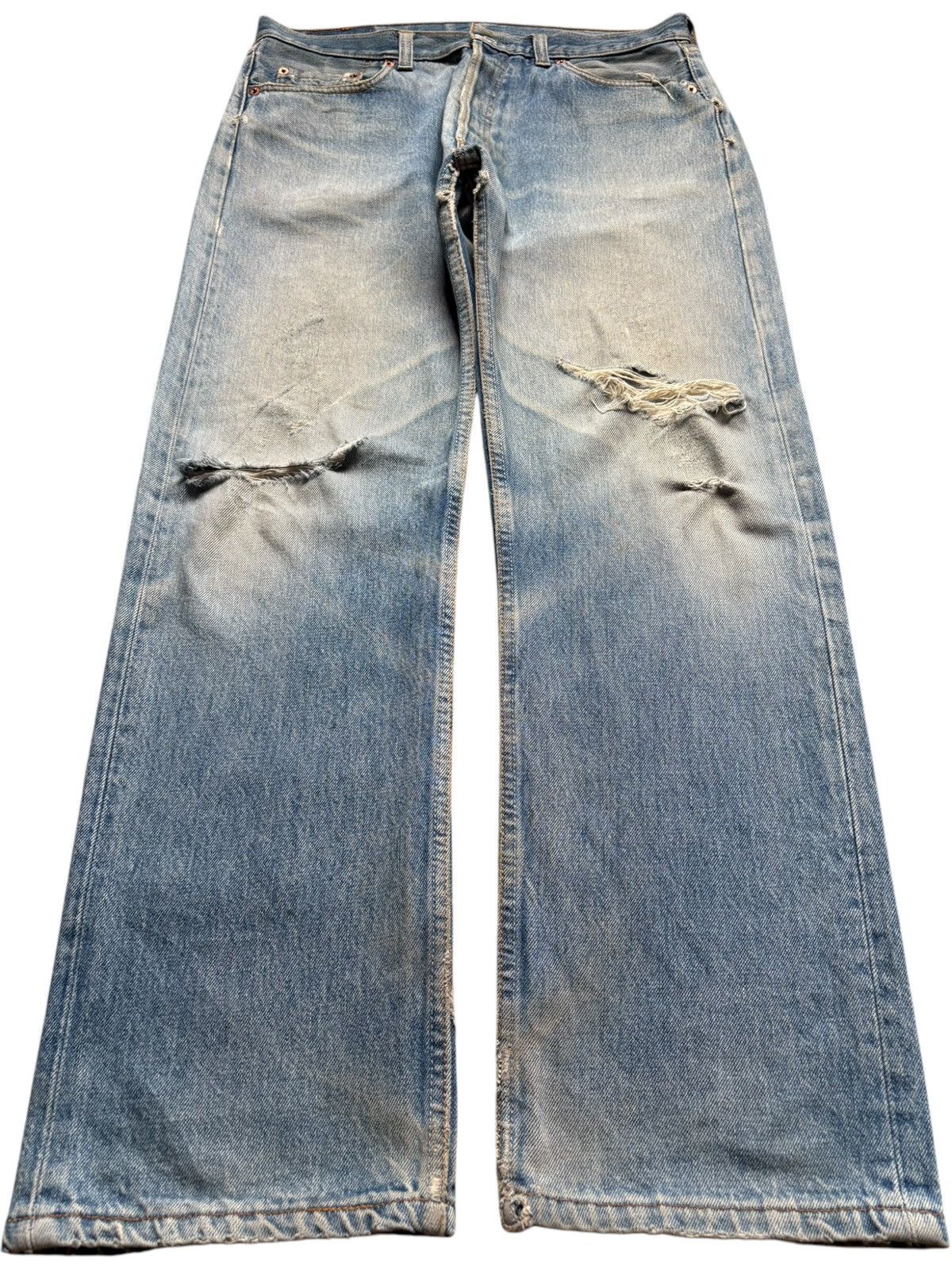 Levi's Vintage 90s Levis 501 Mud Wash Distress Ripped Loose Jeans Size US 34 / EU 50 - 1 Thumbnail