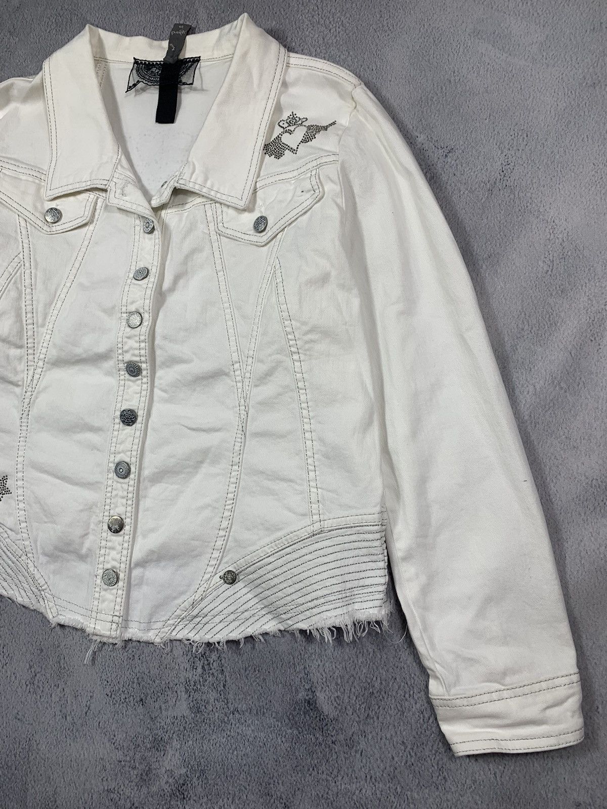 Japanese Brand × Vintage Vintage Y2K Crown wings Sequins denim jacket opium style XL Size XL / US 12-14 / IT 48-50 - 7 Thumbnail