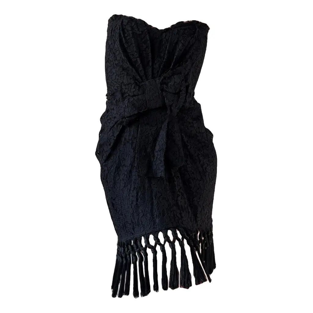 Dolce & Gabbana D & G Black Lace Fringe Corset Strapless Mini Dress Size40IT Size S / US 4 / IT 40 - 2 Thumbnail