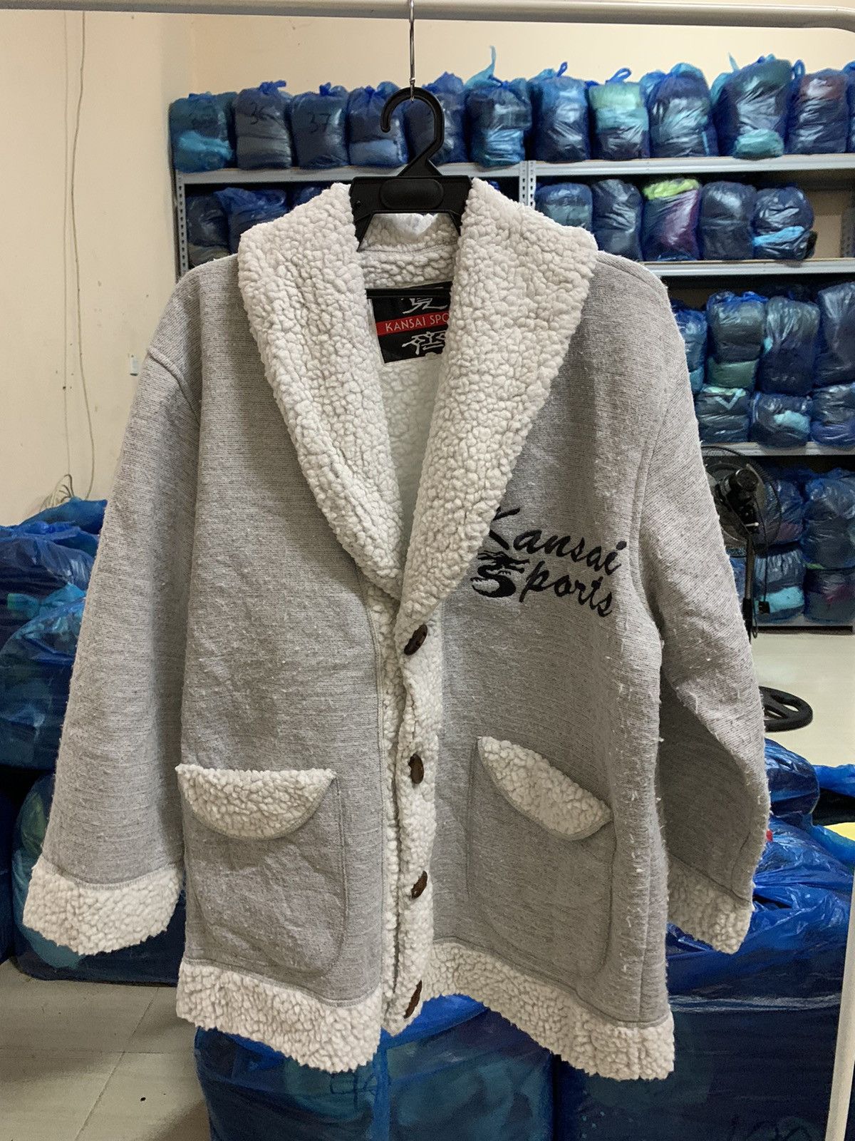 Japanese Brand × Kansai Yamamoto × Vintage Vintage Japanese Brand Kansai Sports Cardigan Sherpa Jacket Size US L / EU 52-54 / 3 - 1 Thumbnail