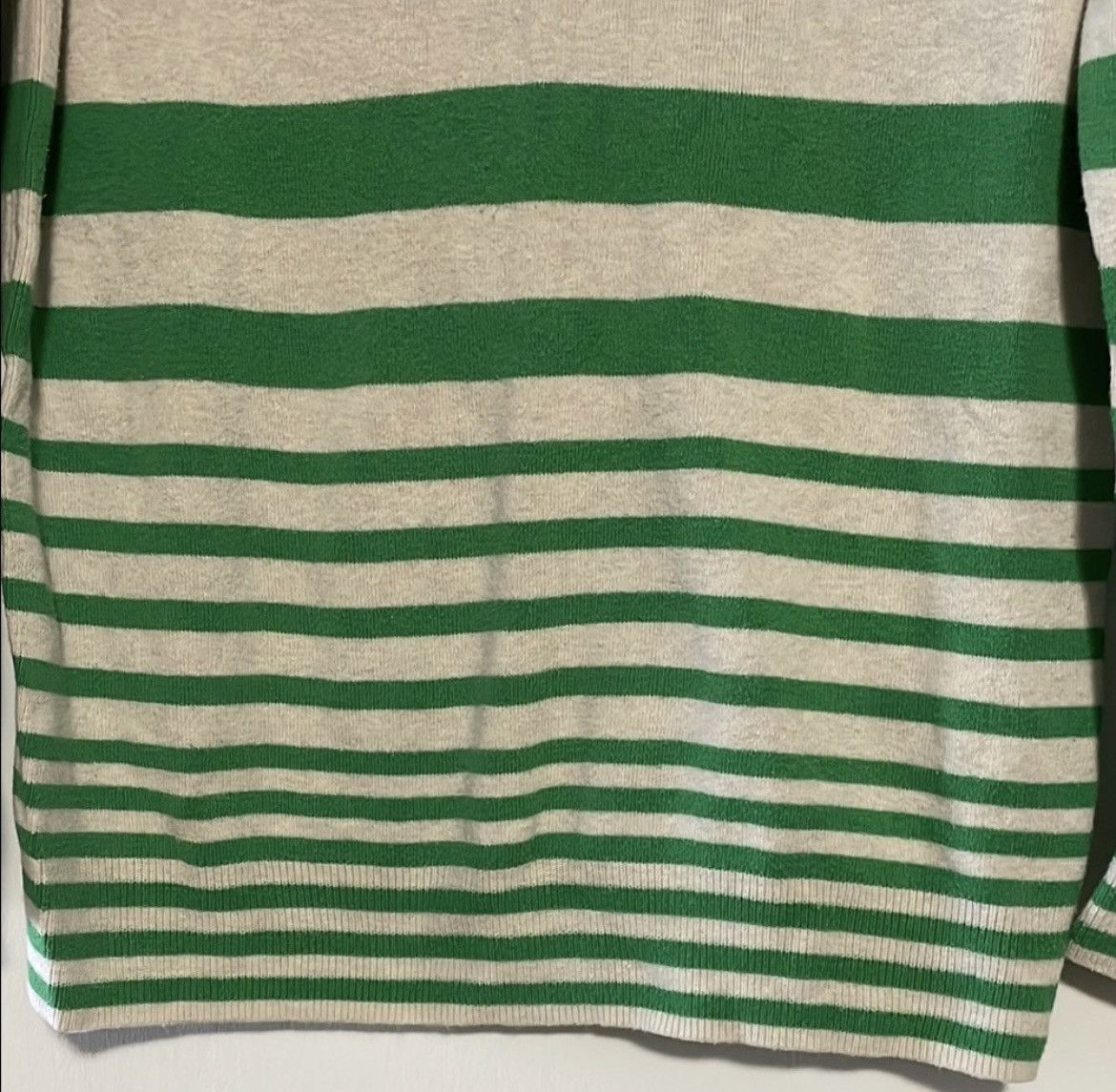 Gap GAP Green and Cream Striped V-Neck Sweater Size L / US 10 / IT 46 - 5 Thumbnail