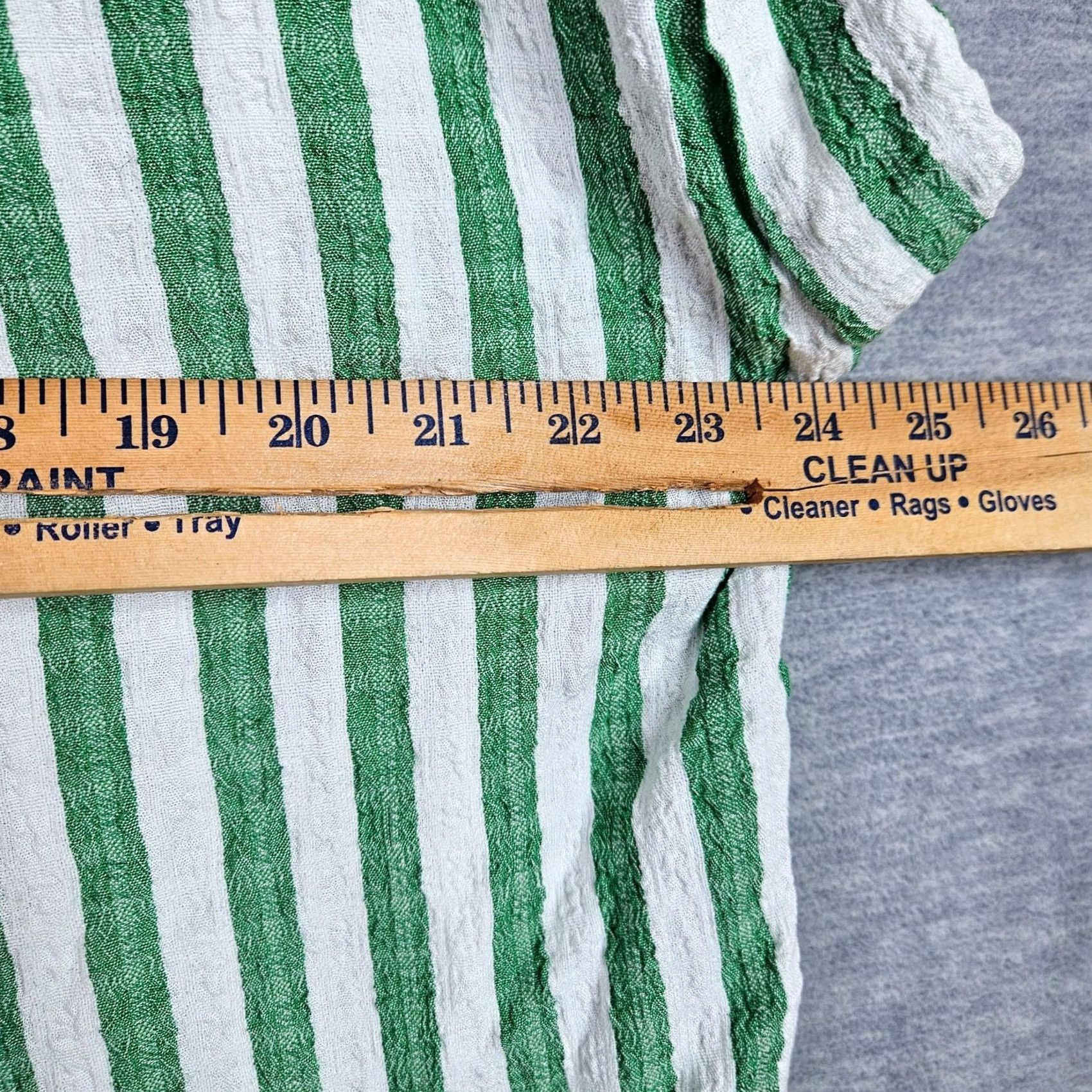 Vintage Jane + Delancey Blouse Shirt Women L Green White Striped Button Back Short Sleeve Casual Top Size L / US 10 / IT 46 - 3 Thumbnail