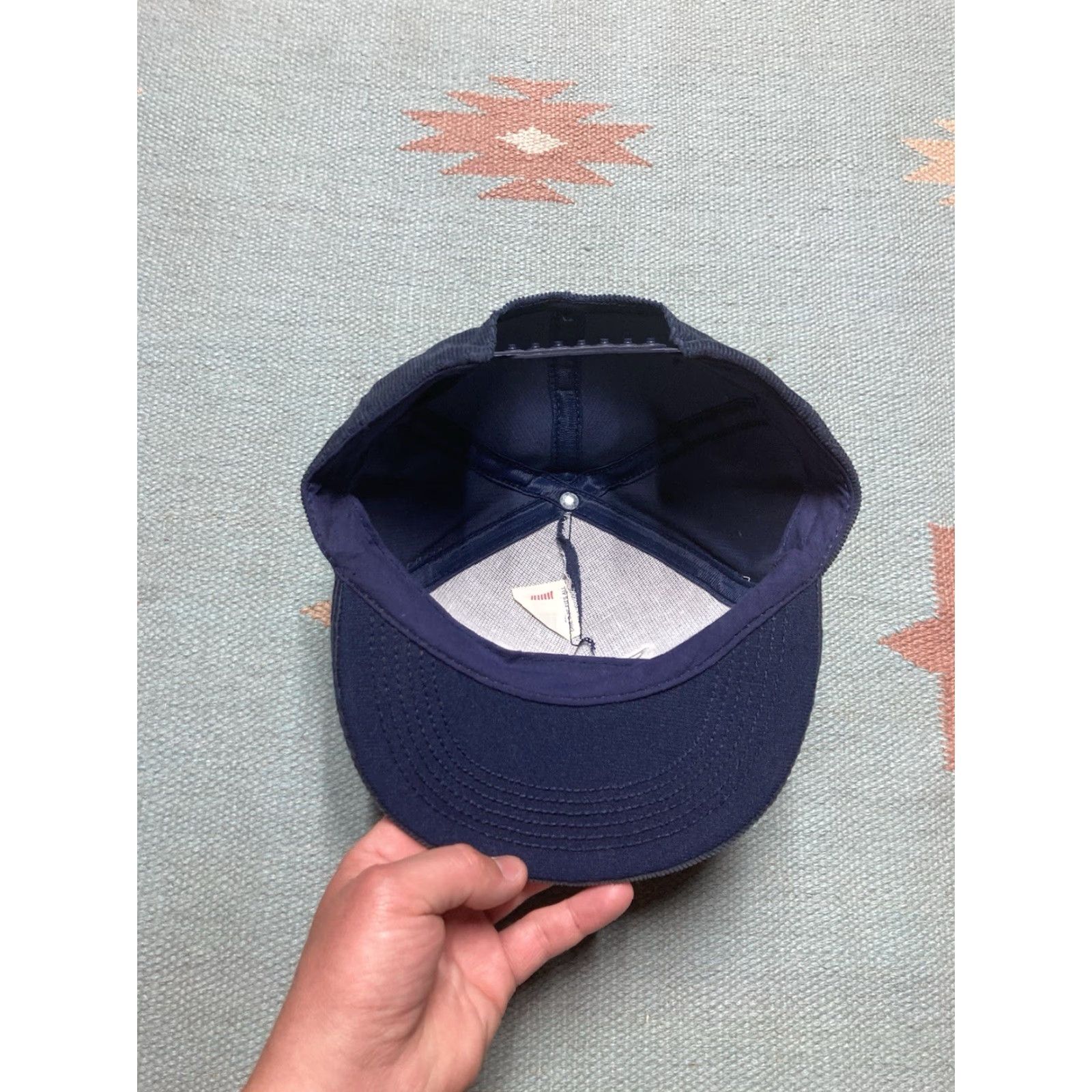 Vintage VINTAGE SnapBack Hat Corduroy Cap Beuschel Sales Sparta Michigan Made in USA Adjustable Blue USA Mens Snapback Size ONE SIZE - 7 Thumbnail