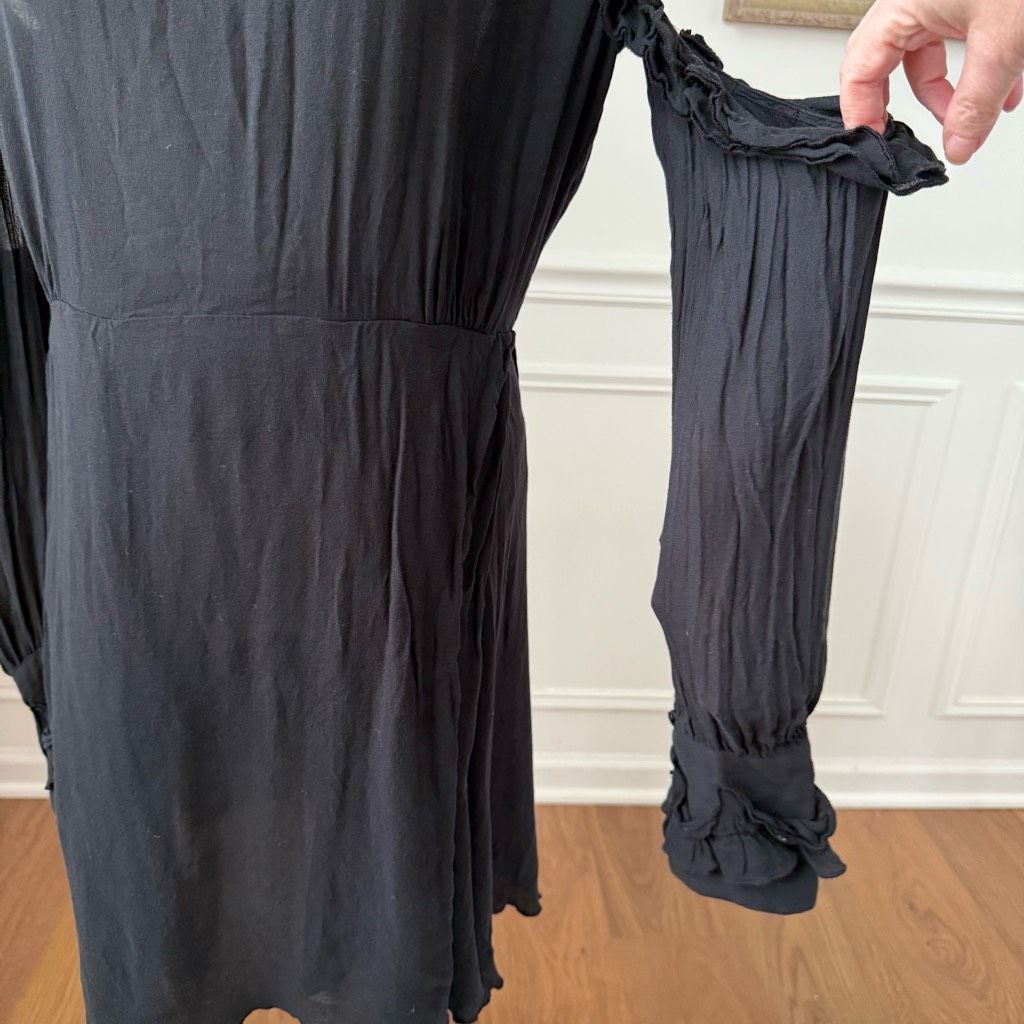 Iro IRO Hanie Black Long Sleeve Cold Shoulder Open Back Dress $3 Size L / US 10 / IT 46 - 5 Thumbnail