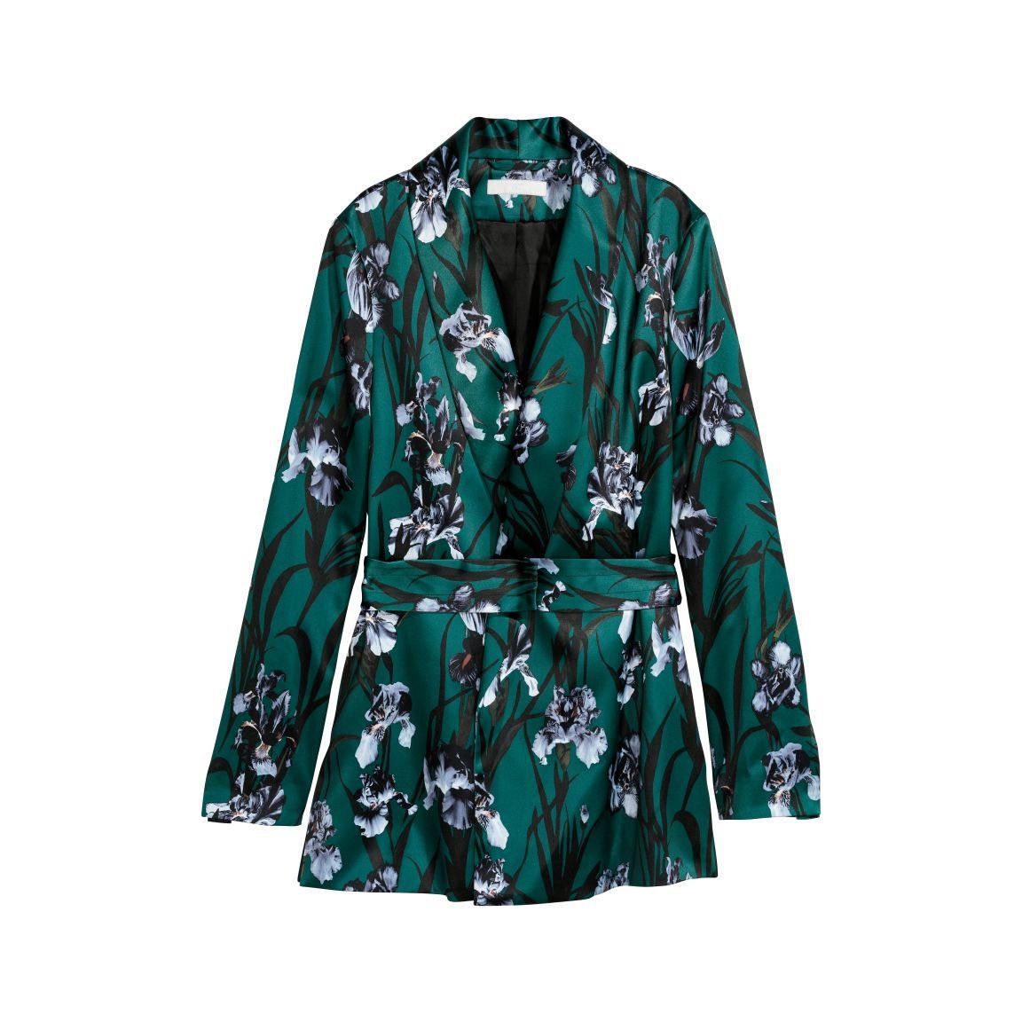 H&M H&M Womens Satin Floral Blazer Size 6 Belted Whimsigoth Size M / US 6-8 / IT 42-44 - 6 Thumbnail