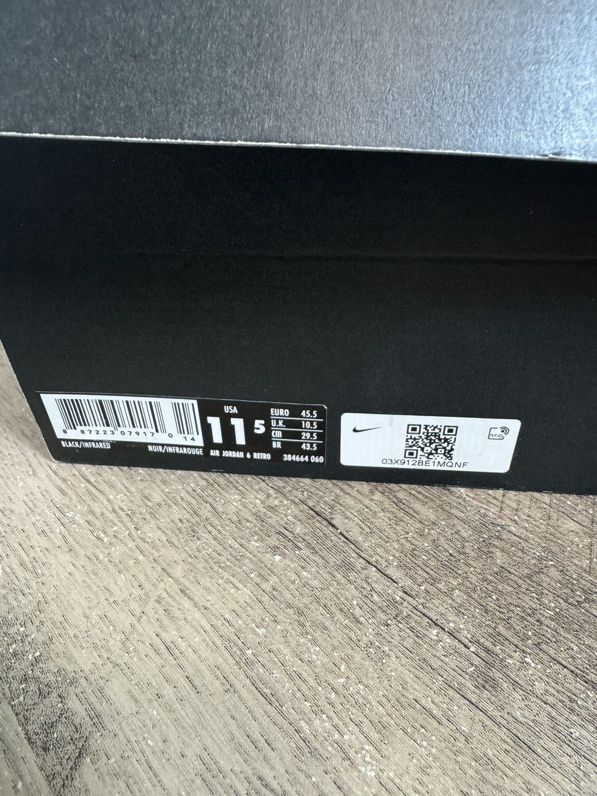 Jordan Brand Nike Air Jordan 6 Retro 2019 Black Infrared Men’s Size 11.5 Size US 11.5 / EU 44-45 - 9 Thumbnail