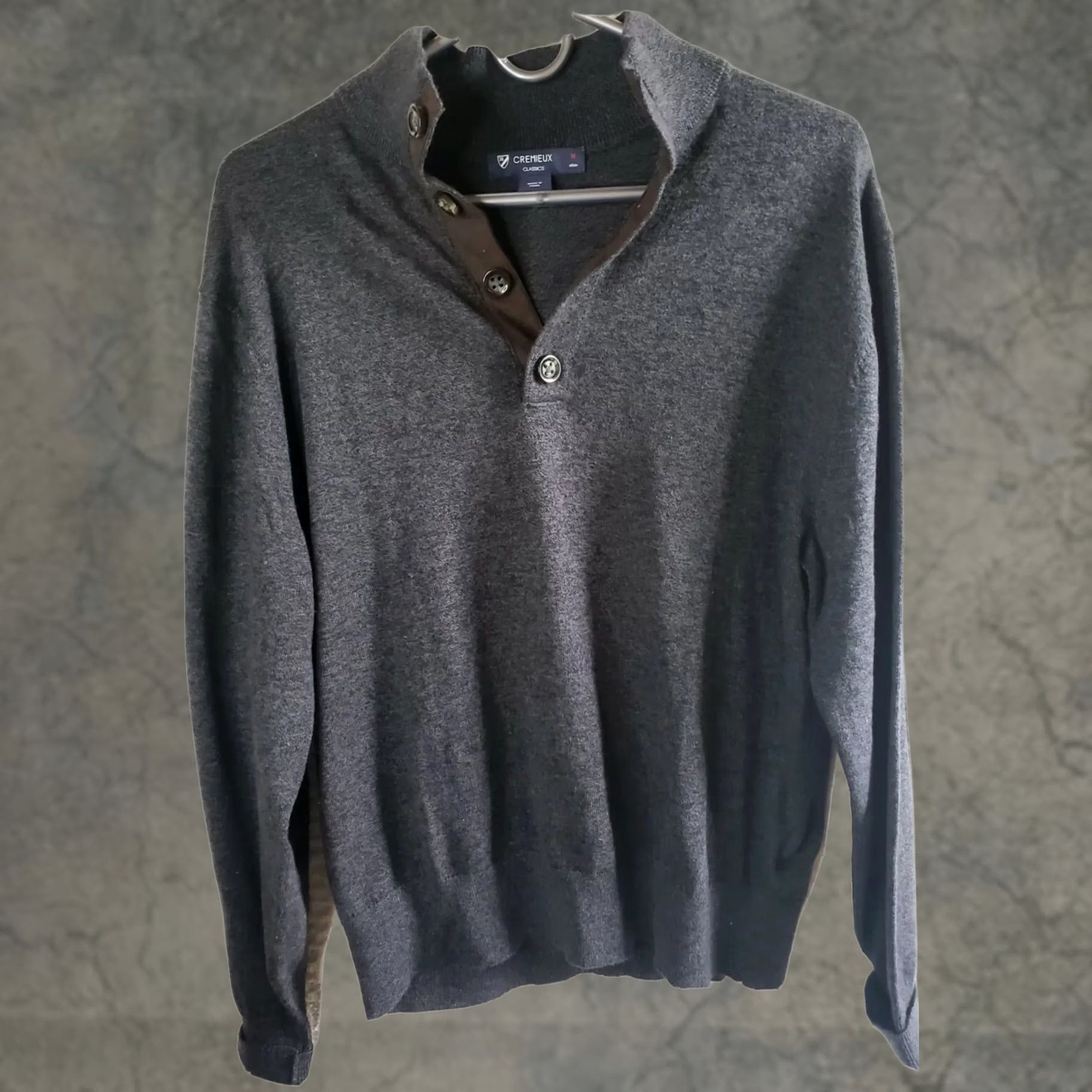 Cremieux Daniel Cremieux Men M Gray Mock Neck 1/4 Button Sweater Shirt Pullover Knit Long Sleeve Button Neckline Cable Size US M / EU 48-50 / 2 - 1 Thumbnail