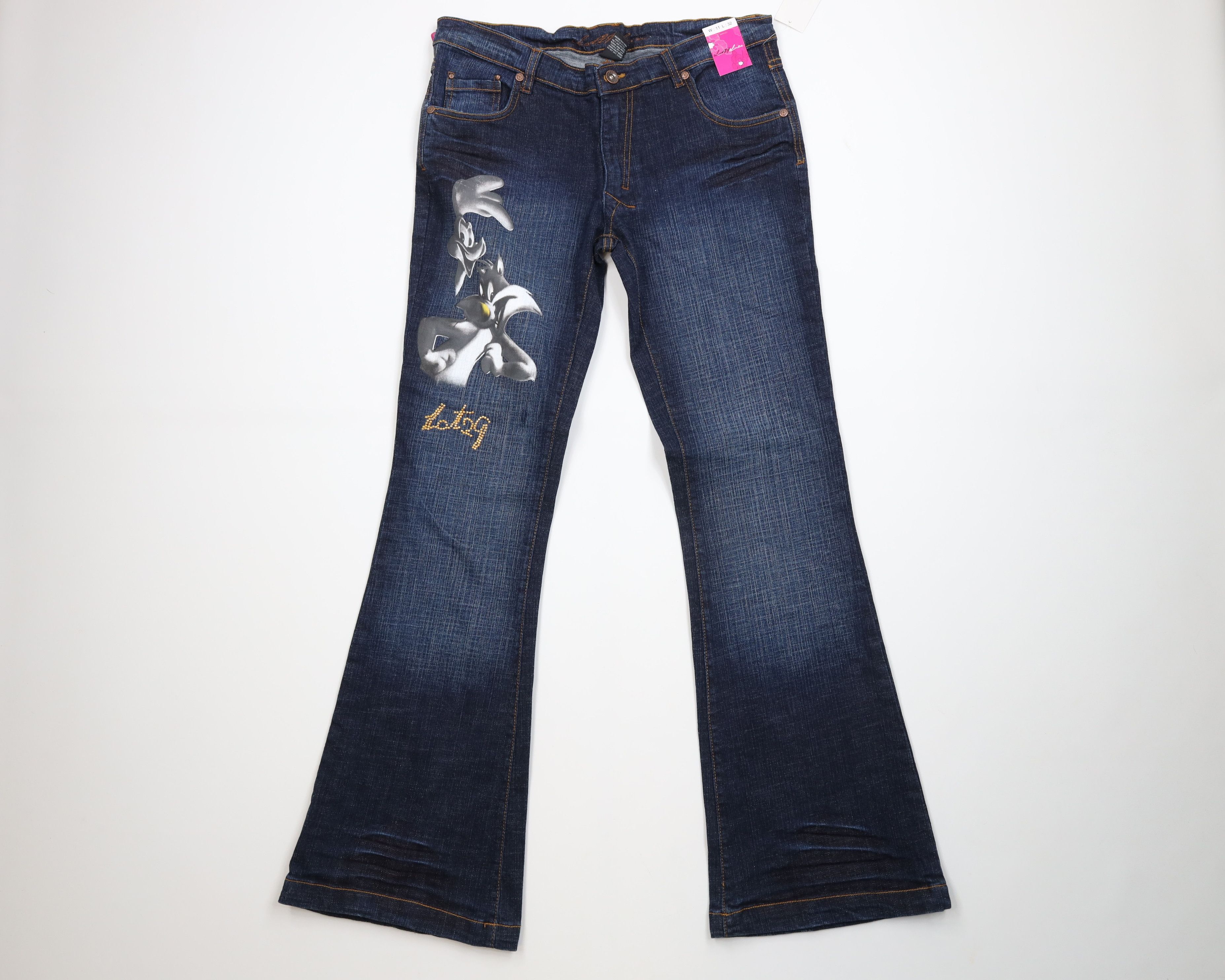 Vintage NOS Vintage Y2K Lot 29 Looney Tunes Wide Leg Jeans Blue Size 32" / US 10 / IT 46 - 1 Thumbnail